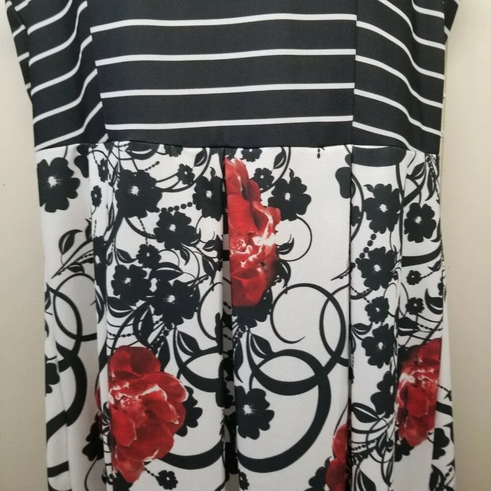 Lily Firmiana 2XL Floral Sleeveless Dress Striped Floral Whimsigoth‎ Coquette